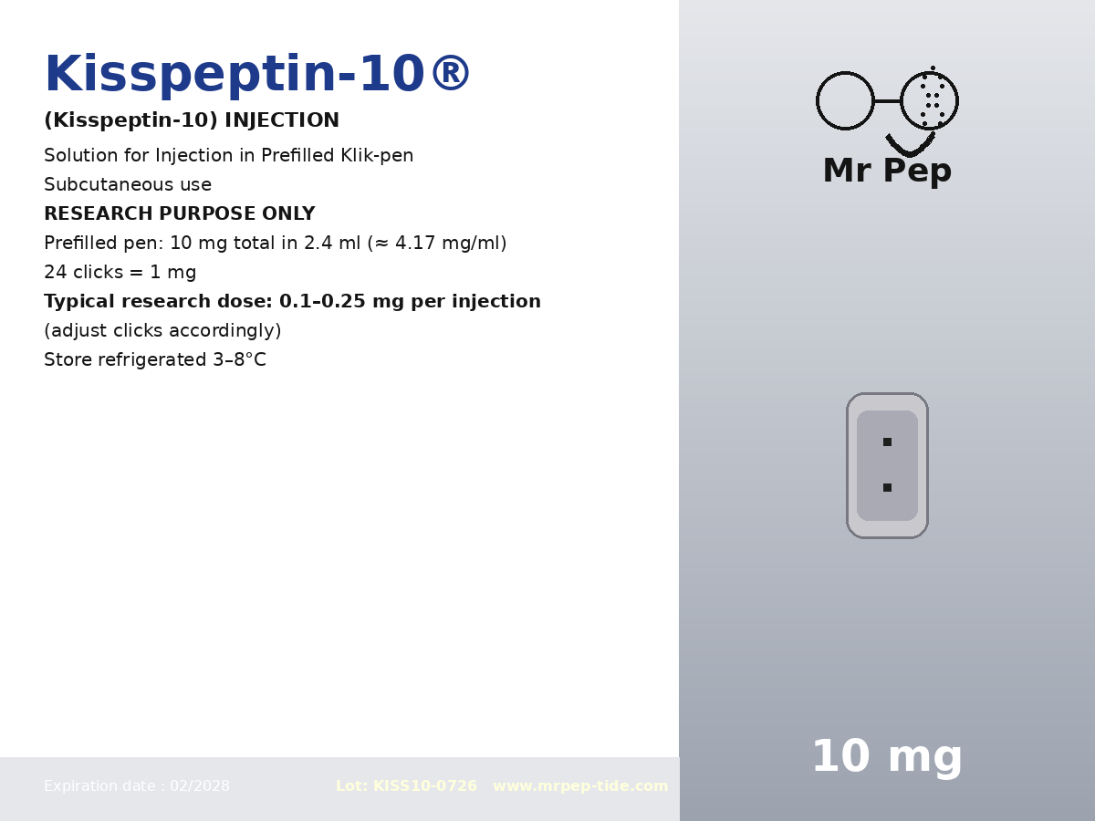 Kisspeptin-10 identity sticker for box back and pen